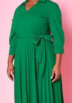 Plus Size Pleated Fit & Flare Midi Dress -Asoph Sales Shop 2022467 003 5