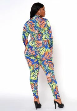 Plus Size Butterfly Print Fitted Jumpsuit -Asoph Sales Shop 2022473 001 4