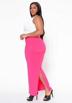 Plus Size Pocket Side Slit Maxi Skirt -Asoph Sales Shop 2022505 002 4