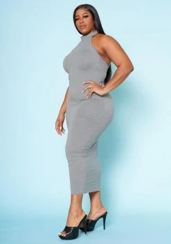 Plus Size Halter Neck Bodycon Midi Dress -Asoph Sales Shop 2022506 002 2