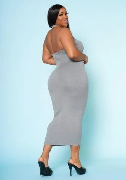Plus Size Halter Neck Bodycon Midi Dress -Asoph Sales Shop 2022506 002 3