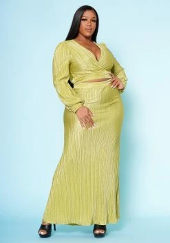 Plus Size Metallic Pleated Two Piece Set -Asoph Sales Shop 2022510 001 2