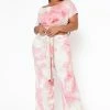 Plus Size Tie Dye Crop Top & High Waist Pants