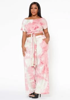 Plus Size Tie Dye Crop Top & High Waist Pants -Asoph Sales Shop 2022513 001 2