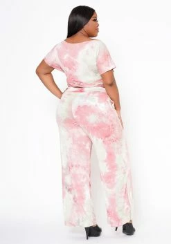 Plus Size Tie Dye Crop Top & High Waist Pants -Asoph Sales Shop 2022513 001 3