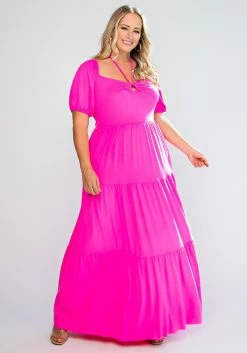 Plus Size Off Shoulder Fit & Flare Maxi Dress