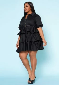 Plus Size Ruffle Tiered Flare Mini Dress -Asoph Sales Shop 2022518 001 2