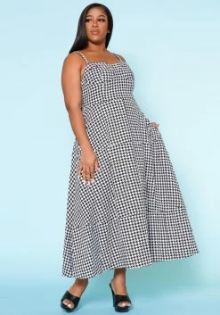 Plus Size Houndstooth Print Maxi Dress -Asoph Sales Shop 2022520 001 1