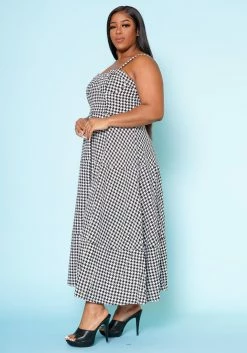 Plus Size Houndstooth Print Maxi Dress -Asoph Sales Shop 2022520 001 3