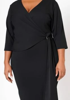 Plus Size V Neck Overlay Drape Mini Dress 11 Plus Size V Neck Overlay Drape Mini Dress -Asoph Sales Shop 2022524 001 4