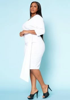 Plus Size V Neck Overlay Drape Mini Dress -Asoph Sales Shop 2022524 002 2