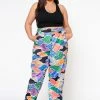 Plus Size Abstract Pattern Ankle Cuffed Pants