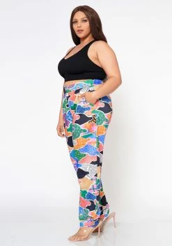 Plus Size Abstract Pattern Ankle Cuffed Pants -Asoph Sales Shop 2022538 001 3