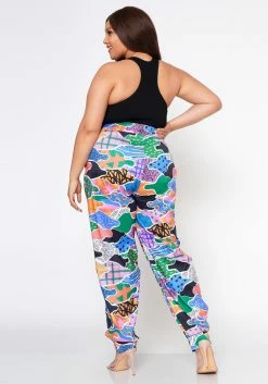 Plus Size Abstract Pattern Ankle Cuffed Pants -Asoph Sales Shop 2022538 001 4
