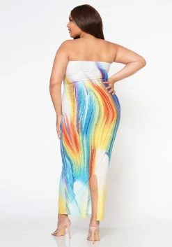 Plus Size Sunset Views Multi Print Tube Maxi Dress -Asoph Sales Shop 2022539 002 3