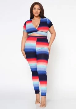 Plus Size Color Gradient Matching Set