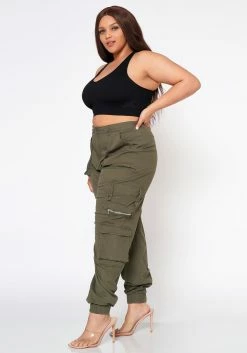 Plus Size Ankle Cuffed Utility Cargo Pants -Asoph Sales Shop 2022559 001 2