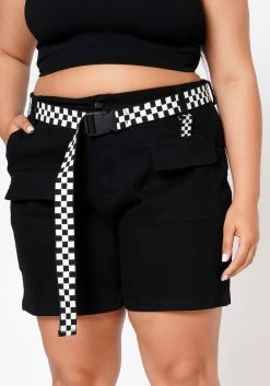Plus Size Checkered Belt Utility Cargo Shorts 9 Plus Size Checkered Belt Utility Cargo Shorts -Asoph Sales Shop 2022560 001 4