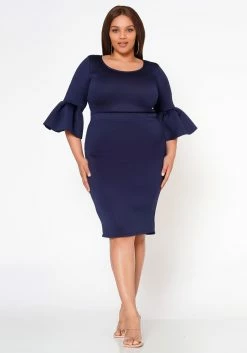 Plus Size Form Fitting Scuba Dress