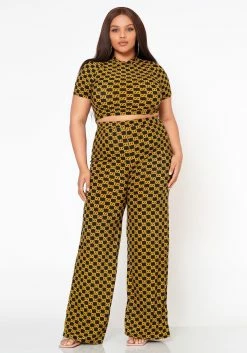 Plus Size Lavish CC Print Crop Top & Dress Pants Set -Asoph Sales Shop 2022573 001 0