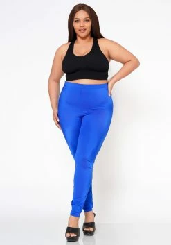 Plus Size Posh Stretch Satin Slim Pants