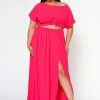 Plus Size Sincere Crop Blouse & Flare Maxi Skirt Set