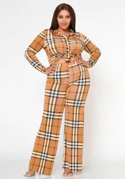 Plus Size Doing It All Plaid Pattern Coord Set