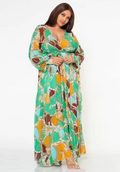 Plus Size Multi Chainlink Pattern Fit & Flare Maxi Dress -Asoph Sales Shop 2022606 002 1