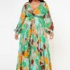Plus Size Multi Chainlink Pattern Fit & Flare Maxi Dress