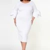 Plus Size Elegant Form Fitting Midi Dress