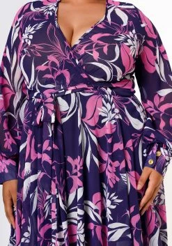 Plus Size Floral Leaf Pattern Fit & Flare Maxi Dress -Asoph Sales Shop 2022617 001 4