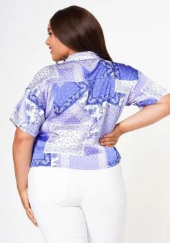 Plus Size Satin Bandana Patchwork Shirt -Asoph Sales Shop 2022629 001 4
