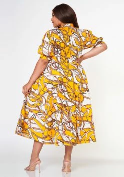 Plus Size Multi Print Bow Collar Flare Dress 8 Plus Size Multi Print Bow Collar Flare Dress -Asoph Sales Shop 2022632 001 4