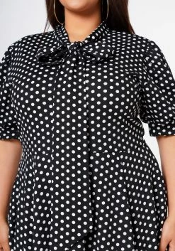 Plus Size Polka Dot Print Bow Collar Flare Dress -Asoph Sales Shop 2022634 001 4
