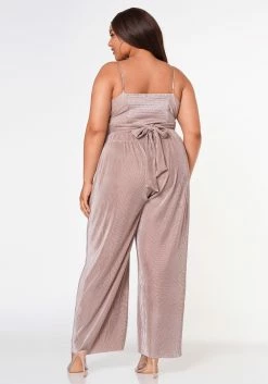 Plus Size Pleated Twist Hem Cami Top & Flare Pants Set -Asoph Sales Shop 2022635 002 4