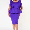 Plus Size Ruffle Peplum Midi Dress