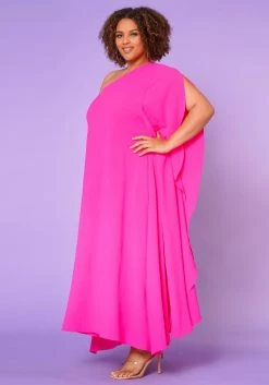 Plus Size One Shoulder Maxi Flare Dress -Asoph Sales Shop 2022644 003 4