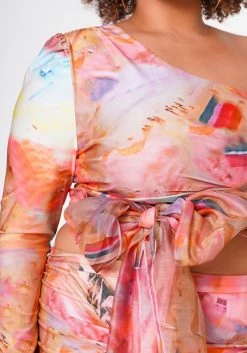 Plus Size Multi Print One Shoulder Crop Top -Asoph Sales Shop 2022647 001 5