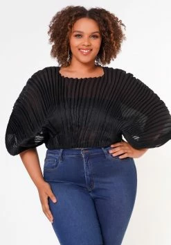 Plus Size Pleated Dolman Sleeve Top