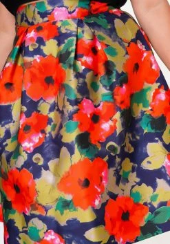 Plus Size Floral High Waist Flare Midi Skirt -Asoph Sales Shop 2022652 001 6
