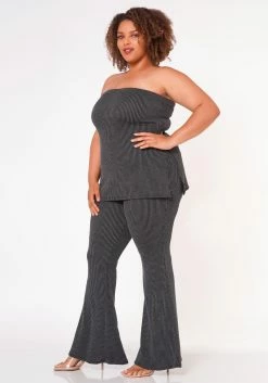 Plus Size Tube Top & Flare Leggings Ribbed Knit Set -Asoph Sales Shop 2022658 001 2