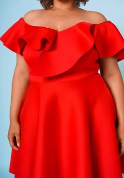 Plus Size Off Shoulder Ruffle Hem Dress -Asoph Sales Shop 2022662 002 5