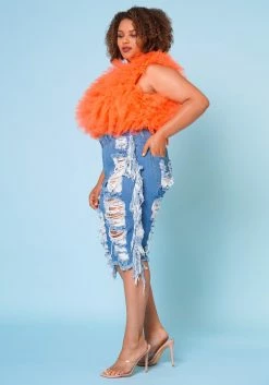 Plus Size Distressed High Waist Biker Shorts -Asoph Sales Shop 2022669 001 3