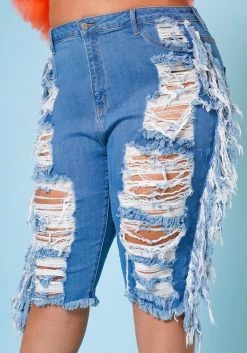 Plus Size Distressed High Waist Biker Shorts -Asoph Sales Shop 2022669 001 5