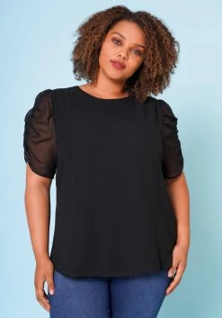Plus Size Ruched Sleeve Shirt