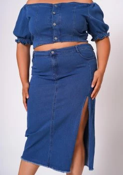 Plus Size Denim Off Shoulder Crop Top & Skirt Set 11 Plus Size Denim Off Shoulder Crop Top & Skirt Set -Asoph Sales Shop 2022691 001 6