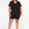 Plus Size Cargo Romper With Cropped Jacket