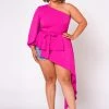 Plus Size Extravagant One Sleeve Drape Blouse