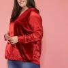 Pleione Plus Size Charmuese Contrast Cross Front Blouse