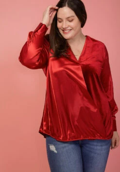 Pleione Plus Size Charmuese Contrast Cross Front Blouse -Asoph Sales Shop 2004344 110 4